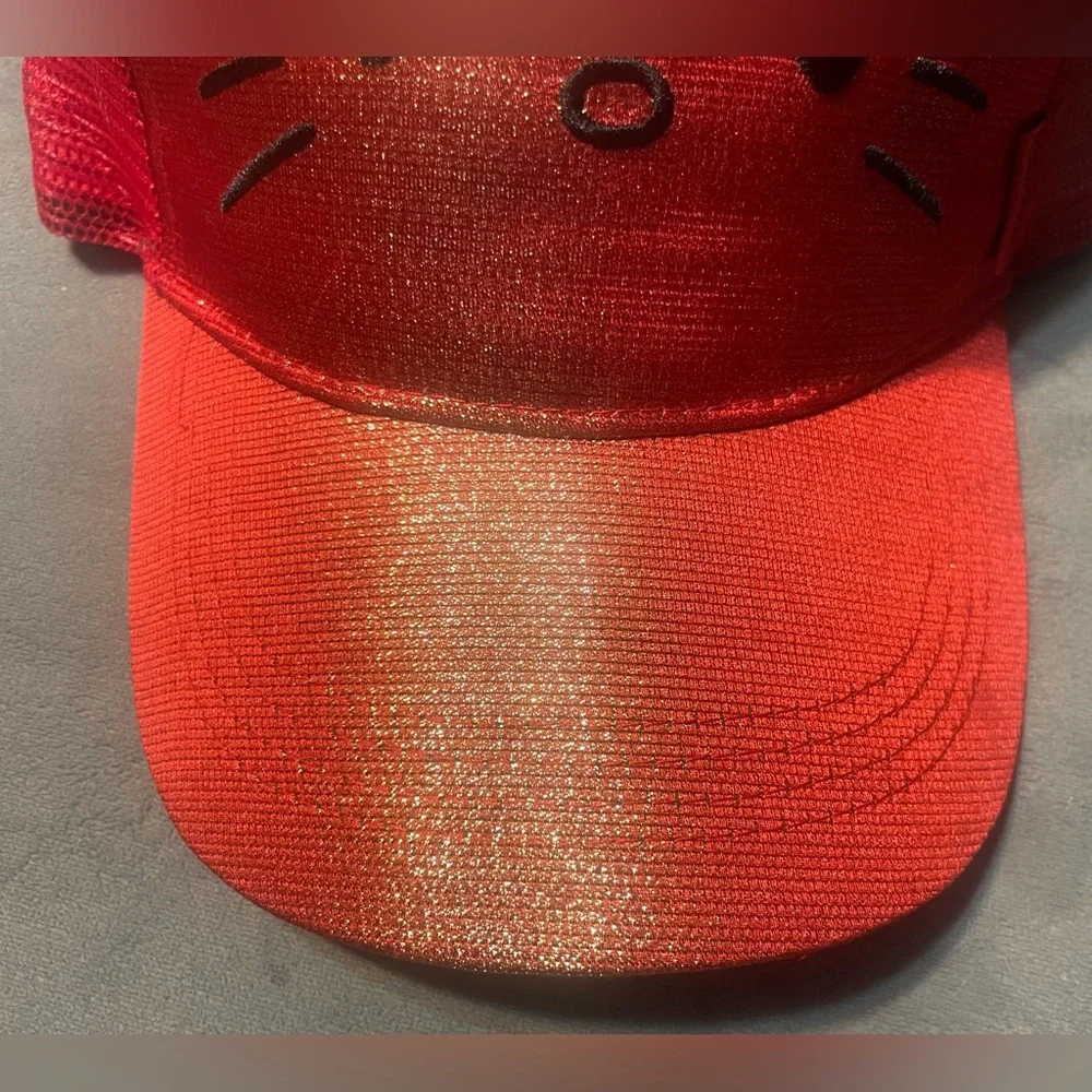 Hello Kitty Red Metallic Trucker Hat NWT Adjustable‎ Glitter Baseball Cap